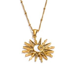 Gold Sun and Moon Pendant Necklace